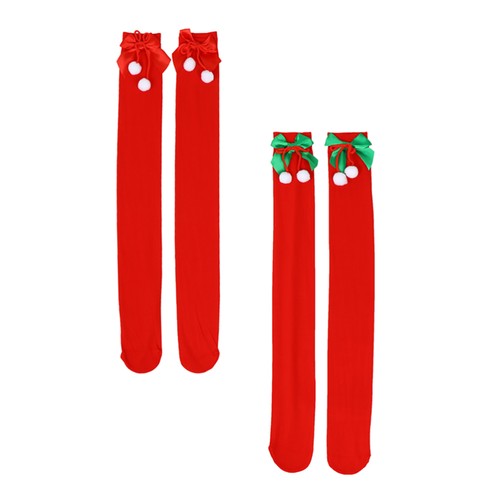2 Pairs Christmas Knee Stockings Over Knee Socks Party Stockings High Socks - Imagen 10 de 12