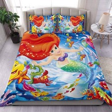 Beautiful Little Mermaid Ariel Cartoon Princess 3D Quilt Bedding Set BEST PRICE