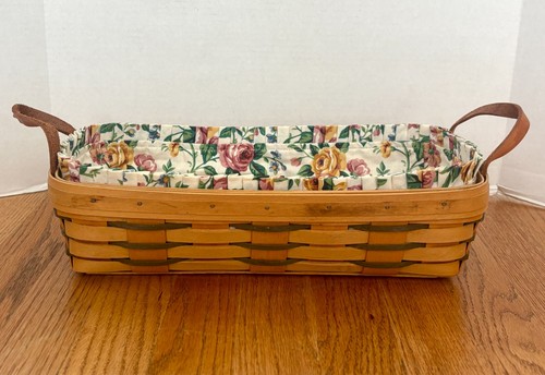 Lot of 2 Longaberger Baskets: Tea Basket & Double Handle Rectangle Basket - Picture 2 of 19
