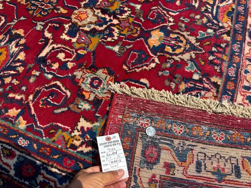 RED VINTAGE RUG 8x12 ANTIQUE HAND-KNOTTED handmade BLUE oriental real fine 9x12 - Picture 3 of 22