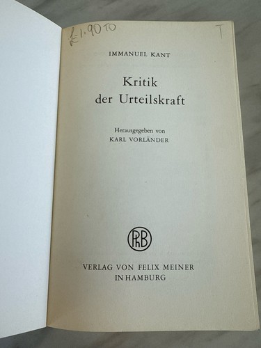 KRITIK DER URTEILKRAFT Immanuel Kant VB Meiner Verlag Deutsche Philosophie - Bild 4 von 4