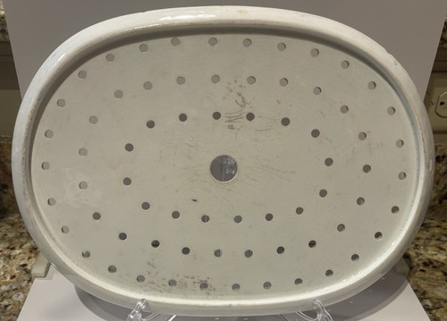 RARE Wedgwood Pearlware Blue Large Floral Platter + Drainer Strainer Plate AS IS - Picture 4 of 24