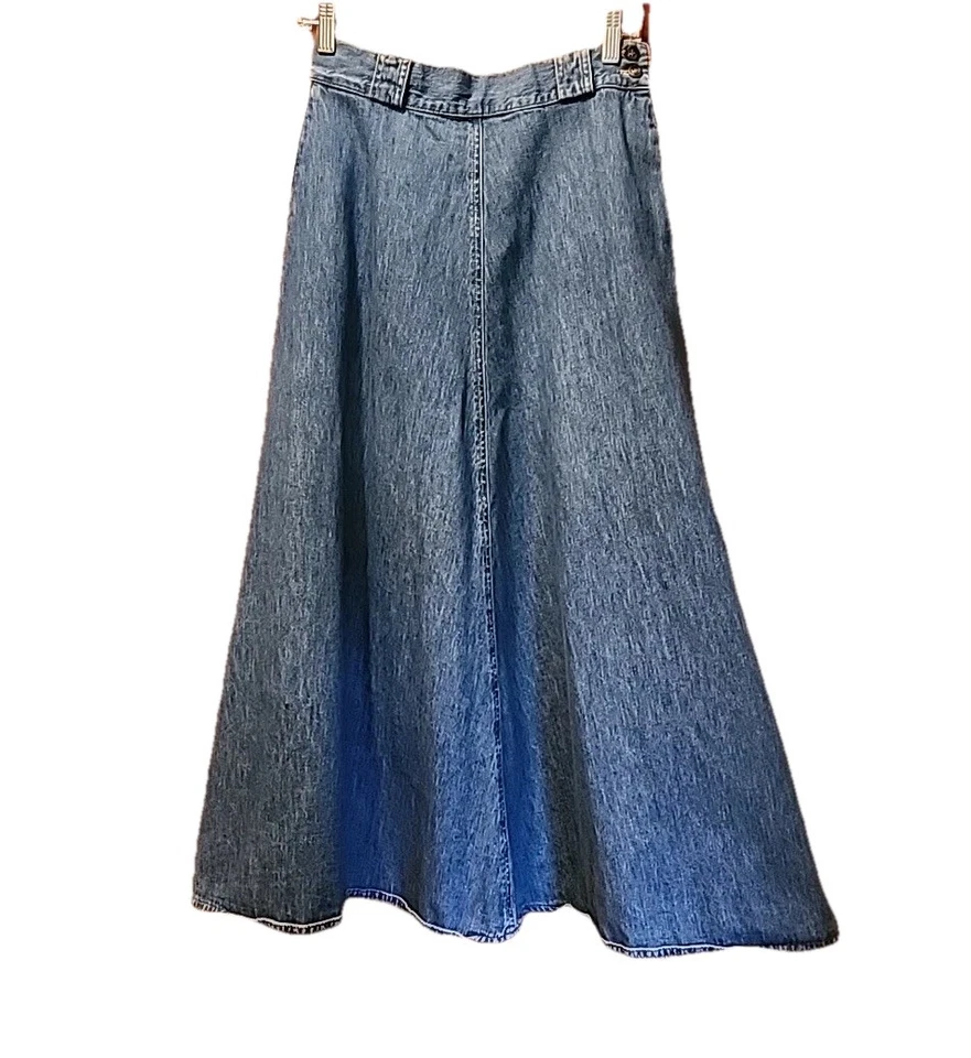 Maxi Falda Denim Pradera Occidental Vaquera Boho Mujer Talla 8 Años 80 90 De Colección Foto 2 de 4