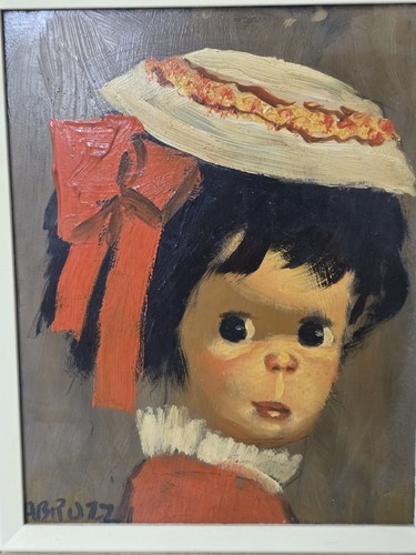 "ABRUZZI" HAROLD STEPHENSON ORIGINAL PAINTINGS BIG EYED BOY AND GIRL 1970S 8X10 - Picture 6 of 11