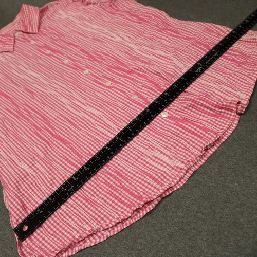 Coldwater Creek Gingham Plaid Micro-Pleat Button Shirt 3/4 Sleeve Pink White 1X - Picture 19 of 24
