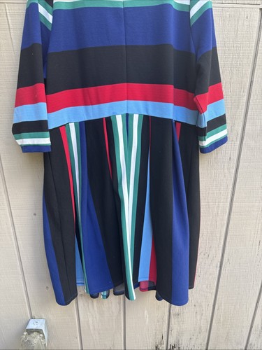 Eloquii Opposing Striped Knit Dress Size 24 Pleated A Line Multicolor Colorful - Picture 11 of 15