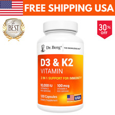  1 Pack Dr. Berg  s Nutritionals 100mg Vitamin D3  K2 Supplement - 120 Capsules