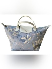 Rare Limited Edition LONGCHAMP Le Pliage Purple Lightweight Flowers Tote Bag EUC