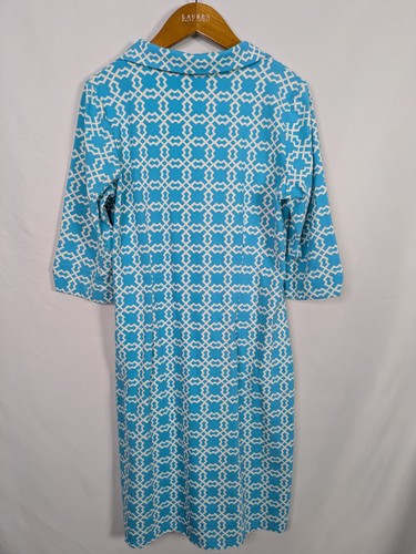 Katherine Way Tunic Dress Women's Large Blue & White V Neck Resort Wear ($182) - Picture 7 of 9