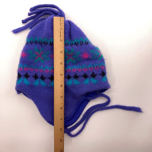 Vintage Made USA LL Bean Purple Knit Ear Flap Winter Cap - Picture 7 of 7