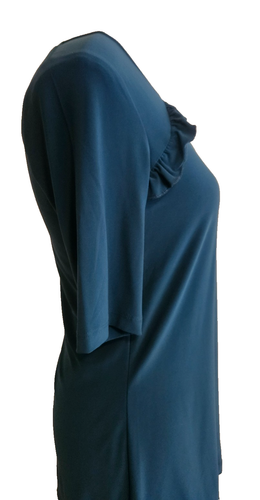 NINA LEONARD TEAL TWINSET ( TOP & LONG COAT / WRAP ) MIRACLE MATTE JERSEY SZ XS - Picture 8 of 10