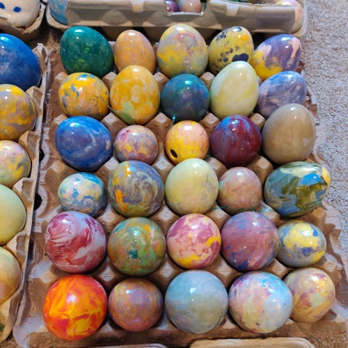 Huge Lot 100+ Hand Painted Ceramic Easter Eggs Pottery Assorted Bunny Hollow Egg - Picture 6 of 8