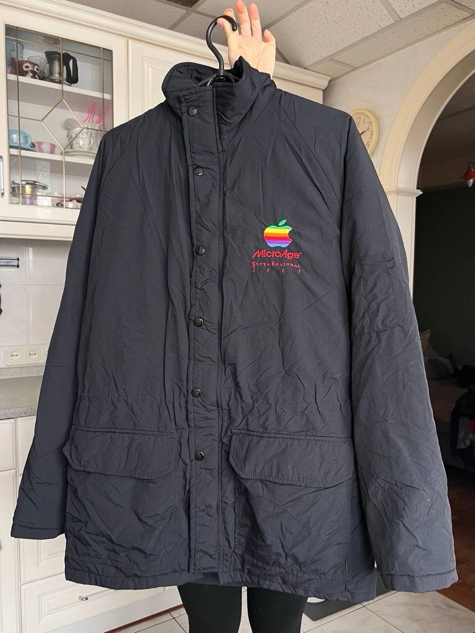 Vintage Apple Computer Zip Jacket Winter Apple Micro Age 89/90 Rainbow Logo USA - product detail image 1