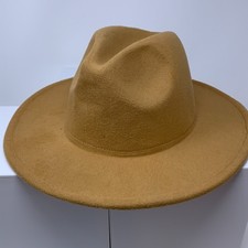 Cutely Covered Womens One Size Camel Wide Brim Felt Fedora