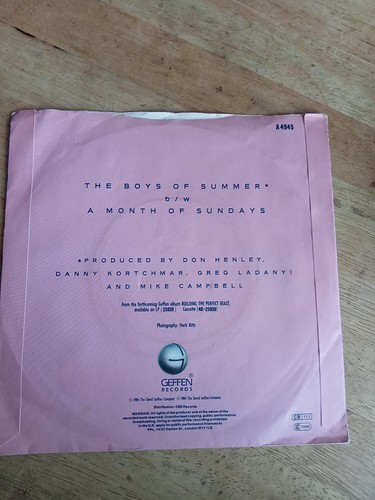 Don't Henley 7" Single Vinyl A 4945 The Boys Of Summer - Picture 2 of 10
