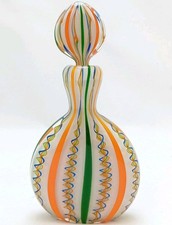 Schnupftabakflasche Fadenglas Mascherl Bänder Bixl Weiß Orange Grün Glasstöpsel