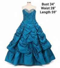 New blue ruffle layered tiered Morilee Quinceañera Pink Beaded prom dress Sz 3/4