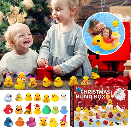 Ente Adventskalender 2025 24 Tage Weihnachten Countdown Gummiente Geschenk für Kinder - Bild 9 von 12