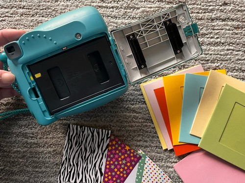 Fuji Film Instax Mini 8 Teal Aqua Blue Camera Instant Camera With Extras Frames