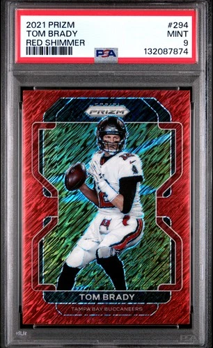 2021 PANINI PRIZM RED SHIMMER #294 TOM BRADY 28/35 PSA 9