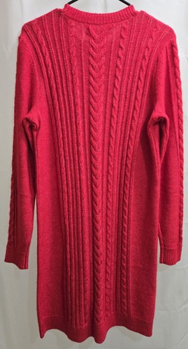 Damen Neu mit Etikett Loft rot Strick Zopfmuster Pullover Kleid Langarm Größe Medium - Bild 2 von 10