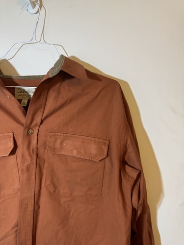 Cabelas Deerskin Soft Chamois Mens L Flannel Rust Orange All Season Heavyweight - Picture 3 of 10