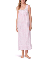 Nwt 72 Eileen West White/Pink Sleeveless COTTON LAWN Long Ballet Nightgown L