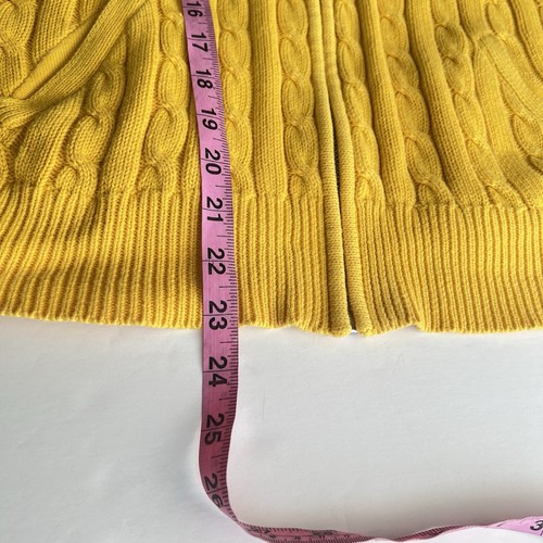 Ralph Lauren Sport Full Zip Cable Knit Cardigan Sweater Size L Yellow Cotton - Picture 10 of 10