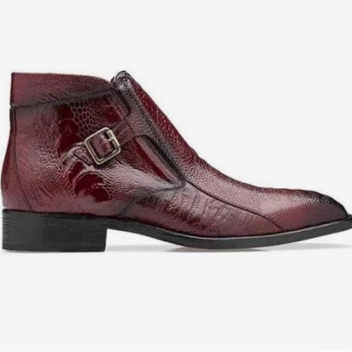 UEC BELVEDERE Gregg Ostrich Leg Monk Strap Dress Boot in Burgundy SZ 11