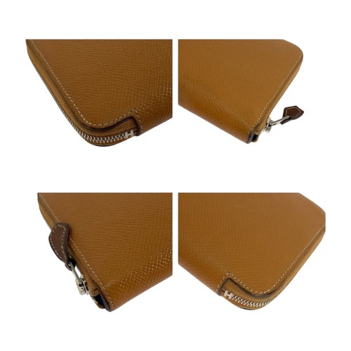 HERMES Azap long silk in purse Zip Around Brown SilverHardware Epsom - Picture 3 of 10