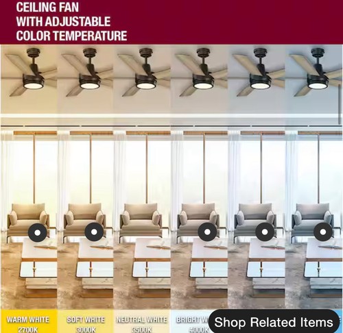 Hampton Bay Fanlee 54 in. Matte Black Smart Indoor Ceiling Fan New - Picture 3 of 7