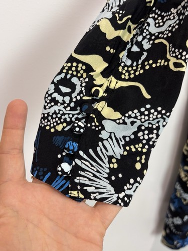 NEW A.L.C. Womens Mini Dress 4 AU 8 Roxy Black Blue Floral Silk Formal Wedding - Foto 3 di 14