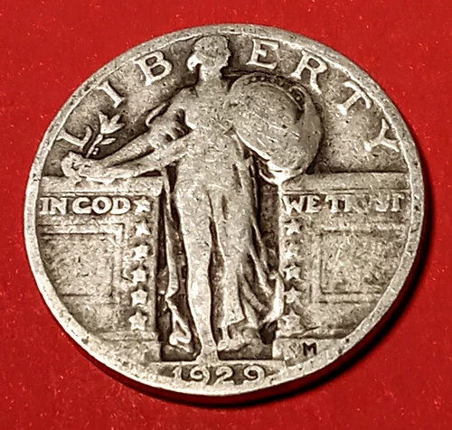 1929 SILVER STANDING LIBERTY QUARTER 25¢ 97-Year-Old Coin, Choice VF+ #8g2