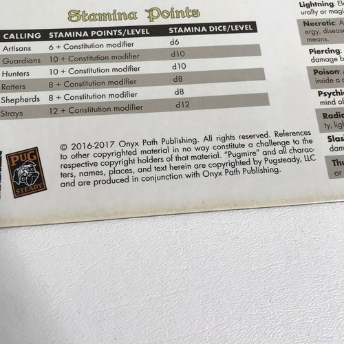 PUGMIRE Gamemaster Screen 2016-17 Onyx Path Publishing 5E DOG RPG - Picture 8 of 8