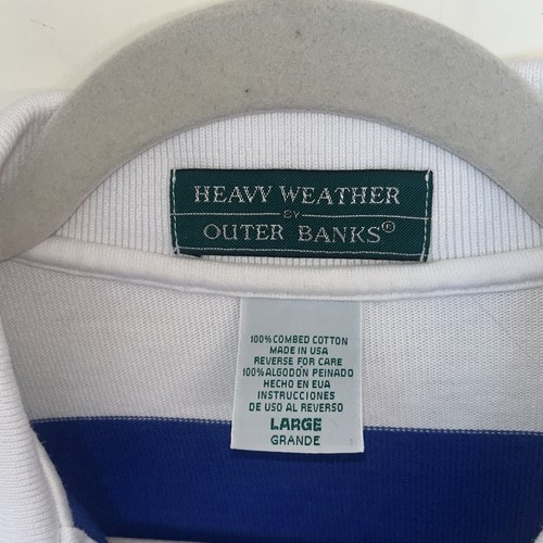 Camisa de Rugby Heavy Weather by Outer Banks Manga Larga Azul Blanco París 1999 Talla L - Imagen 3 de 6