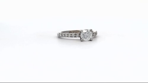 1.02 Ct Round Cut SI1/D Solitaire Pave Diamond Engagement Ring 14K White Gold - Video 1 of 1