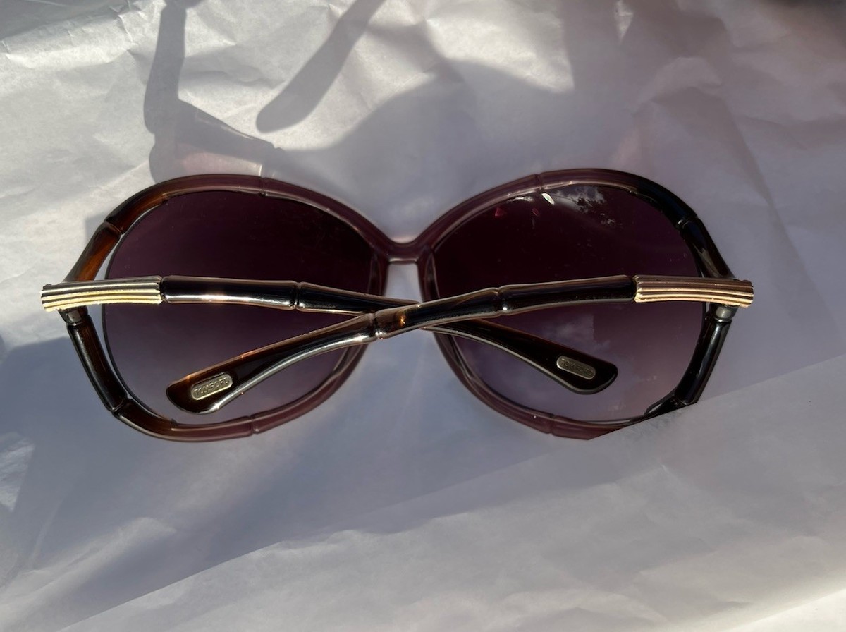 Tom Ford Claudia TF75 Bamboo Sunglasses Gradient Lens Brown Frame