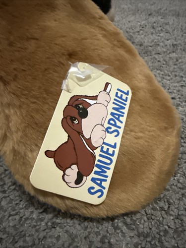 Vintage 1980's Russ Berrie #641 Plush Dog Samuel Spaniel 16" Lying Flat NOS - Picture 4 of 10
