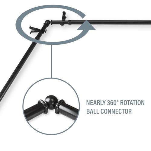Poise 6-Sided 13/16 in. Dia Bay Window Single Curtain Rod in Black - Picture 2 of 2