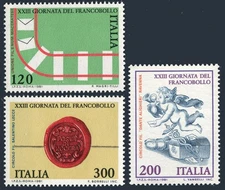 Italy 1498-1500, MNH. Michel 1784-1786. Stamp Day 1981. Letters Angel, Seal.