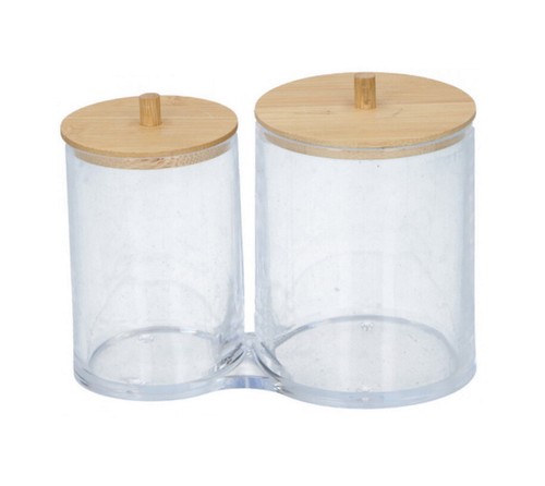 Bamboo Cosmetic Organiser Cotton Bud Swab Pad Makeup Holder Jar Dispenser Storag - Picture 10 of 28