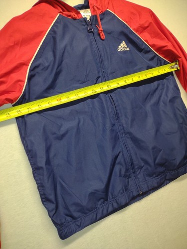 Adidas Trainingsjacke mit durchgehendem Reißverschluss und Kapuze blau & rot Jugend Größe Medium Jungen Mädchen warm - Bild 3 von 7