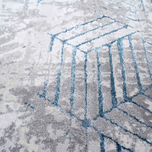Auffällig blau & grau Wohnzimmer Teppich hell metallic glänzend 3D Pfahl Teppich Teppich Teppich UK - Bild 5 von 17