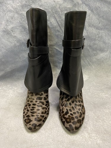 Jimmy Choo italienische schwarze Lederstiefel mit Animalprint, Größe 39 - 8,5 - Bild 8 von 17