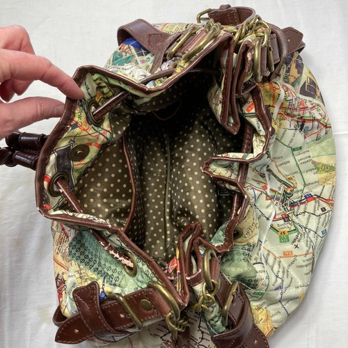 Sydney Love NYC Purse City Maps Transit Subways Handbag Quilted Nylon HAS WEAR - Picture 7 of 11
