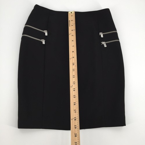 New H&M Double Zipper Pencil Skirt Size 6 Womens Solid Black Stretch Career S - Picture 8 of 8