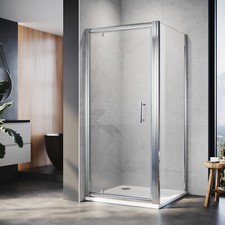 Pivot Shower Enclosure and Tray 6mm Glass Door Cubicle Screen With Side Panel