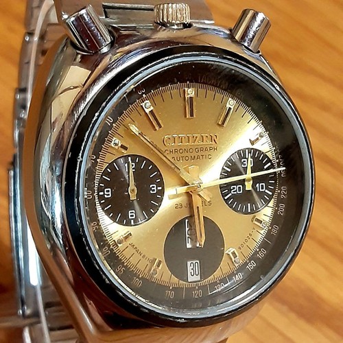 Citizen 67-9020 Chronograph Automatic Yellow Dial 23 Jewels Vintage Men's Watch - Picture 10 of 24