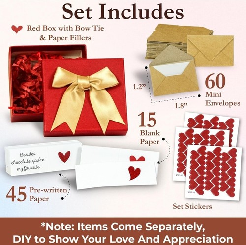 60 Mini Love Notes For Him Her - Romantic Valentines Day Gifts for Men,... - Picture 2 of 7