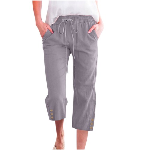 Womens Capri Cropped Trousers Ladies Elasticated Waist Jogging Shorts 3/4 Pants - Picture 20 of 32